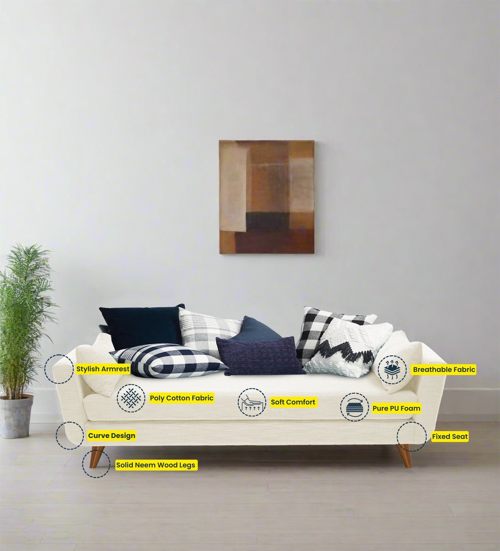 Jasmin Fabric Chaise Lounger In Ivory Cream Colour - Febonic Living