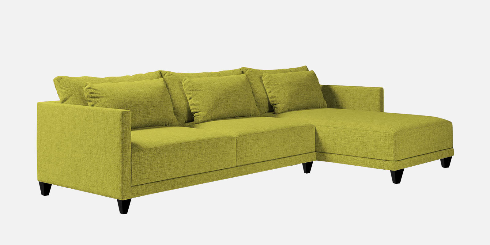 Kera Fabric LHS Sectional Sofa (3+Lounger) In Parrot Green Colour - Febonic Living