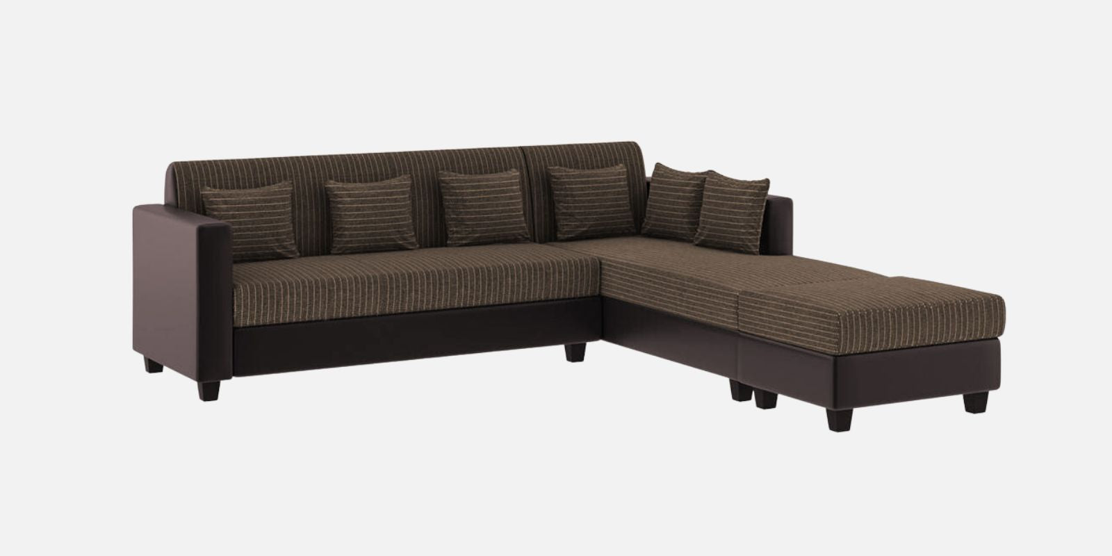 Baley Fabric LHS Sectional Sofa (3+Lounger) In Lama Brown Colour - Febonic Living
