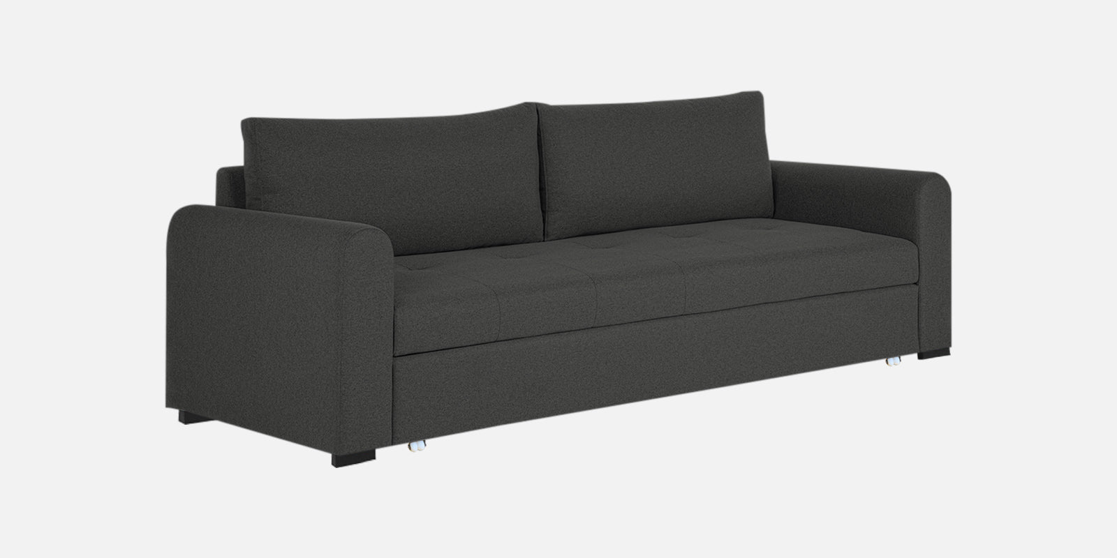 Sigma Fabric 3 Seater Pull Out Sofa Cum Bed In Charcoal Grey Colour - Febonic Living