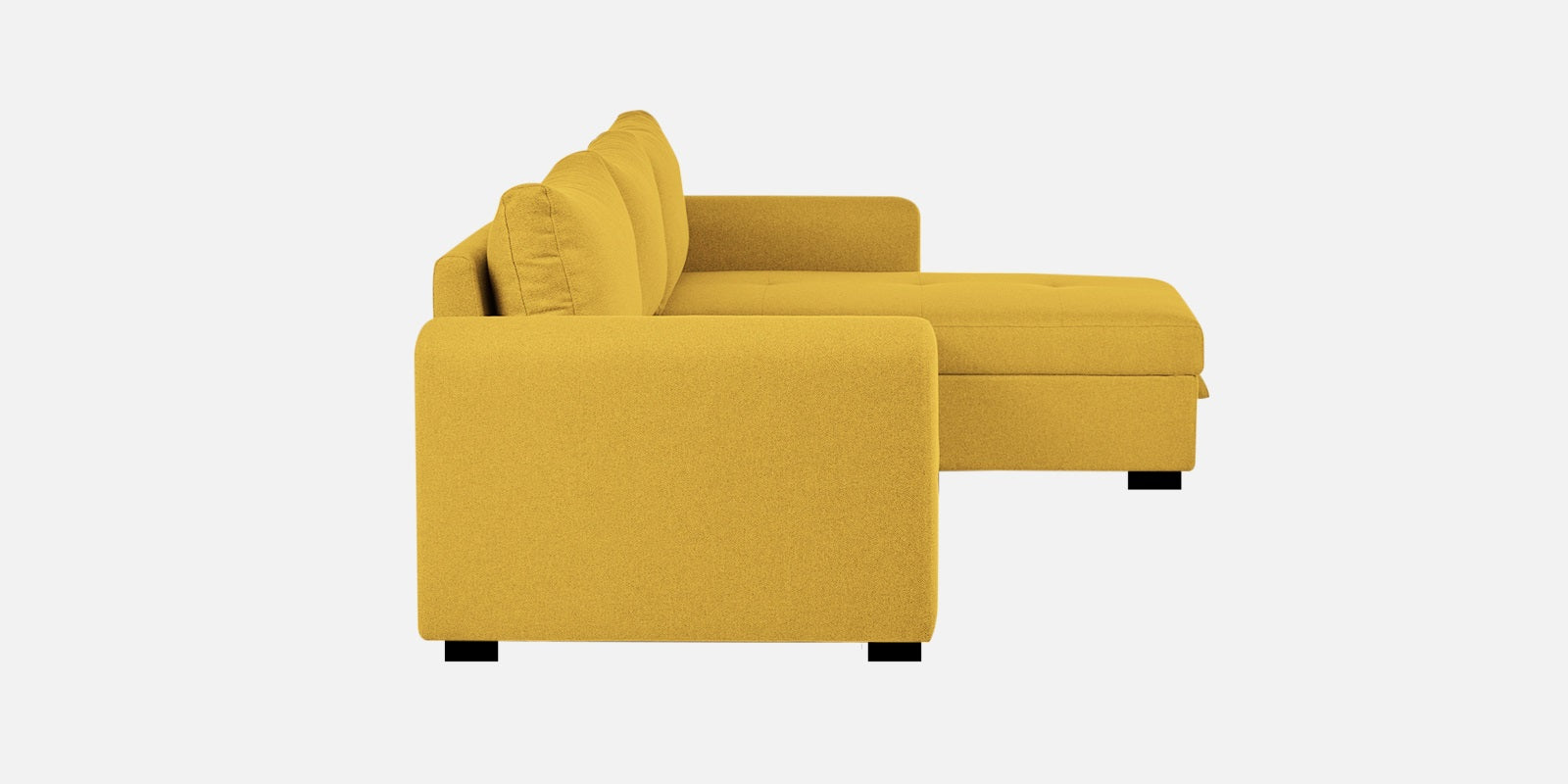 Sigma Fabric LHS Sectional Sofa (3+Lounger) In Bold Yellow Colour - Febonic Living