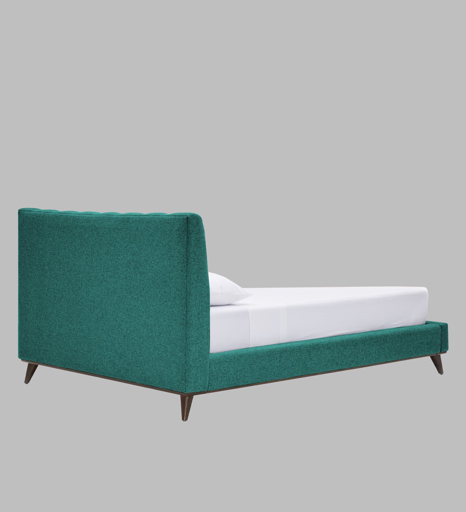 Jasmin Fabric Upholstered Queen Bed in Sea Green Colour