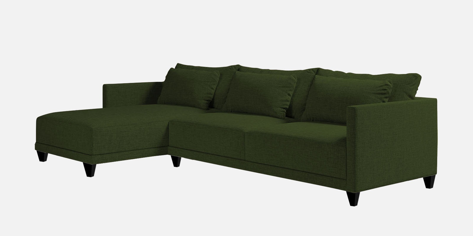Kera Fabric RHS Sectional Sofa (3+Lounger) In Olive Green Colour - Febonic Living