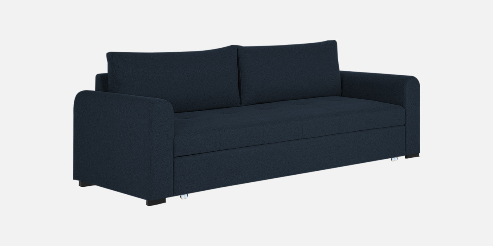 Sigma Fabric 3 Seater Pull Out Sofa Cum Bed In Denim Blue Colour - Febonic Living