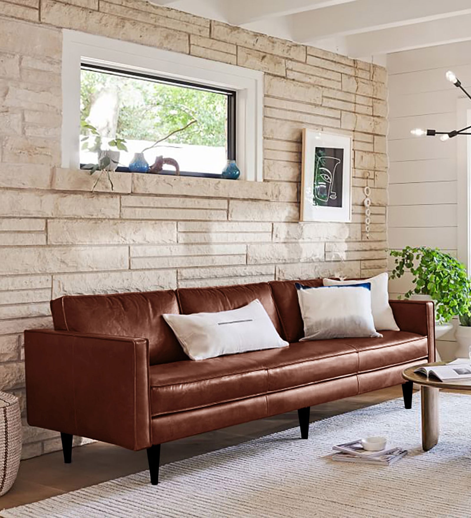 Cameroom Leatherette 3 Seater Sofa In Clay Brown Colour - Febonic Living