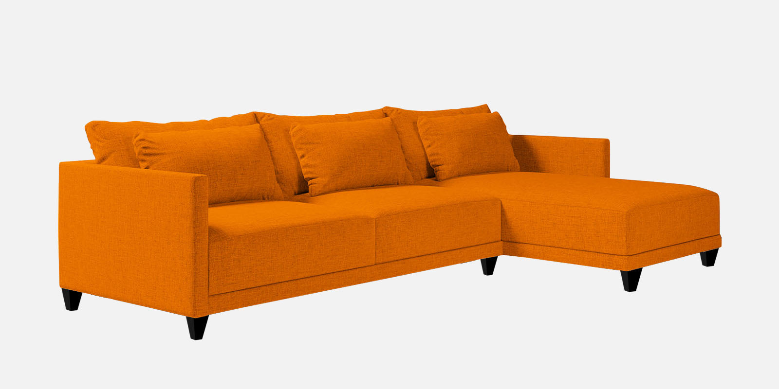 Kera Fabric LHS Sectional Sofa (3+Lounger) In Vivid Orange Colour - Febonic Living