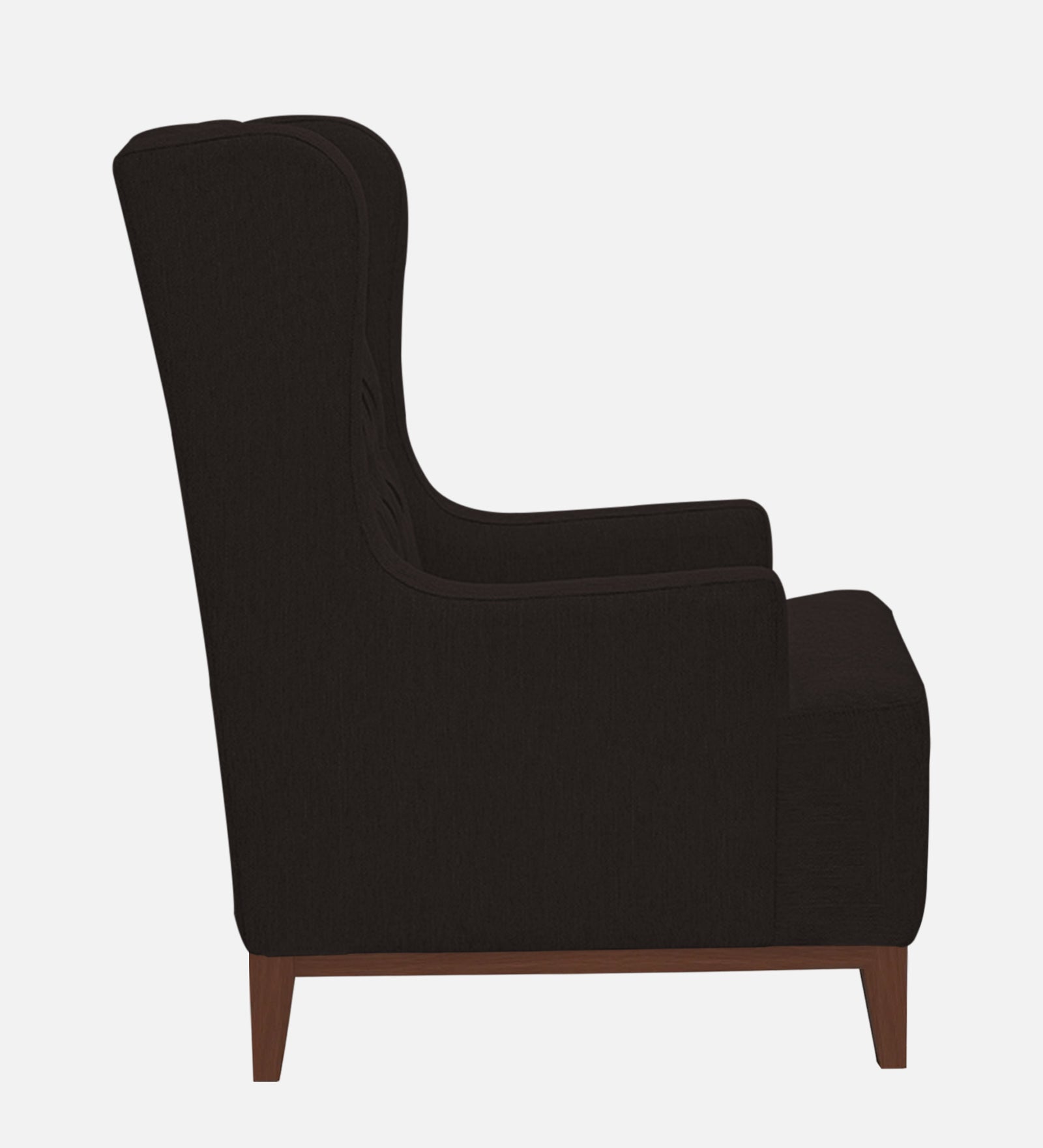 Kuchi Fabric Wing Chair In Cara Brown Colour - Febonic Living