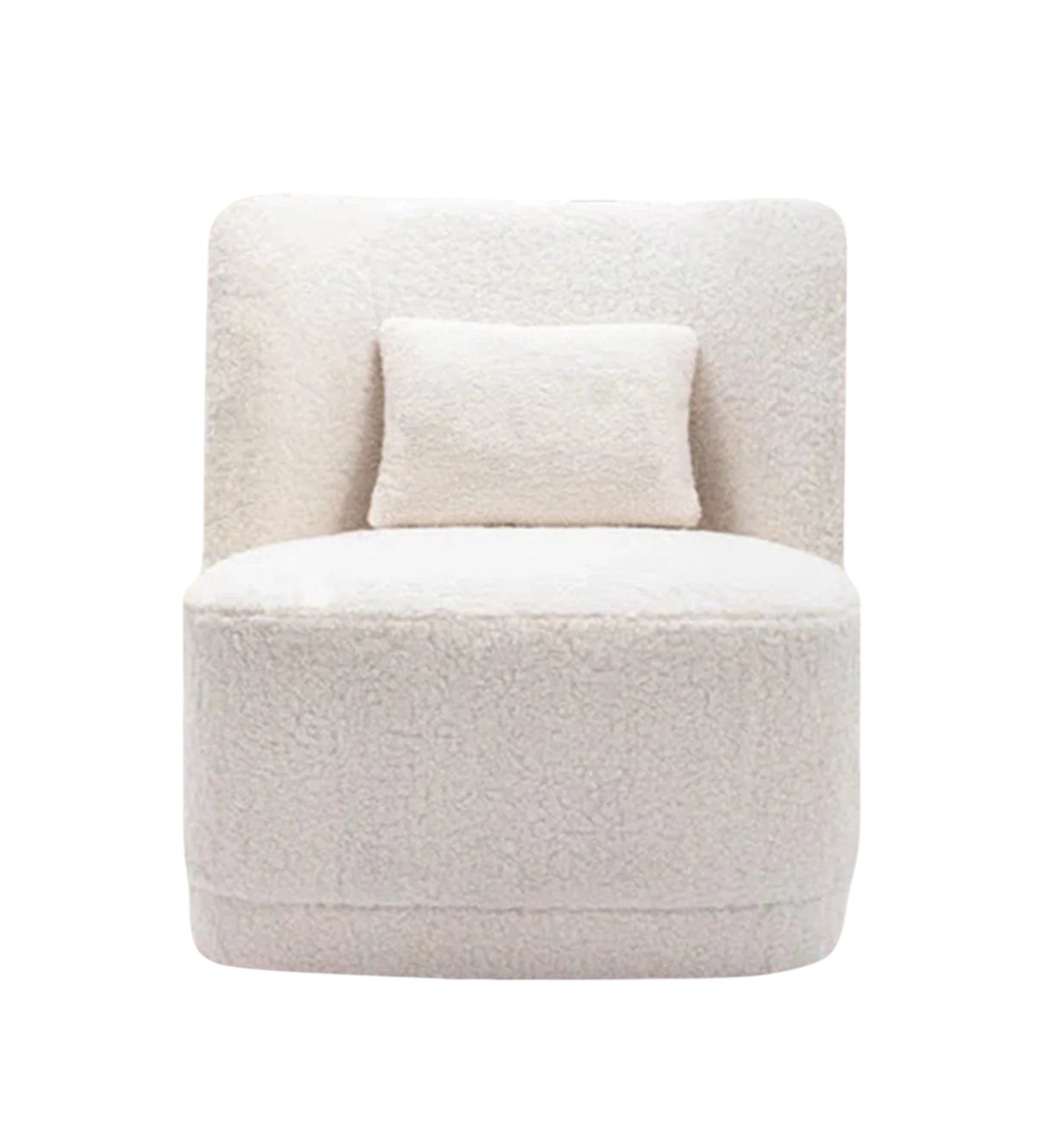 Benny Boucle Fabric Swivel Chair in Shell White Colour