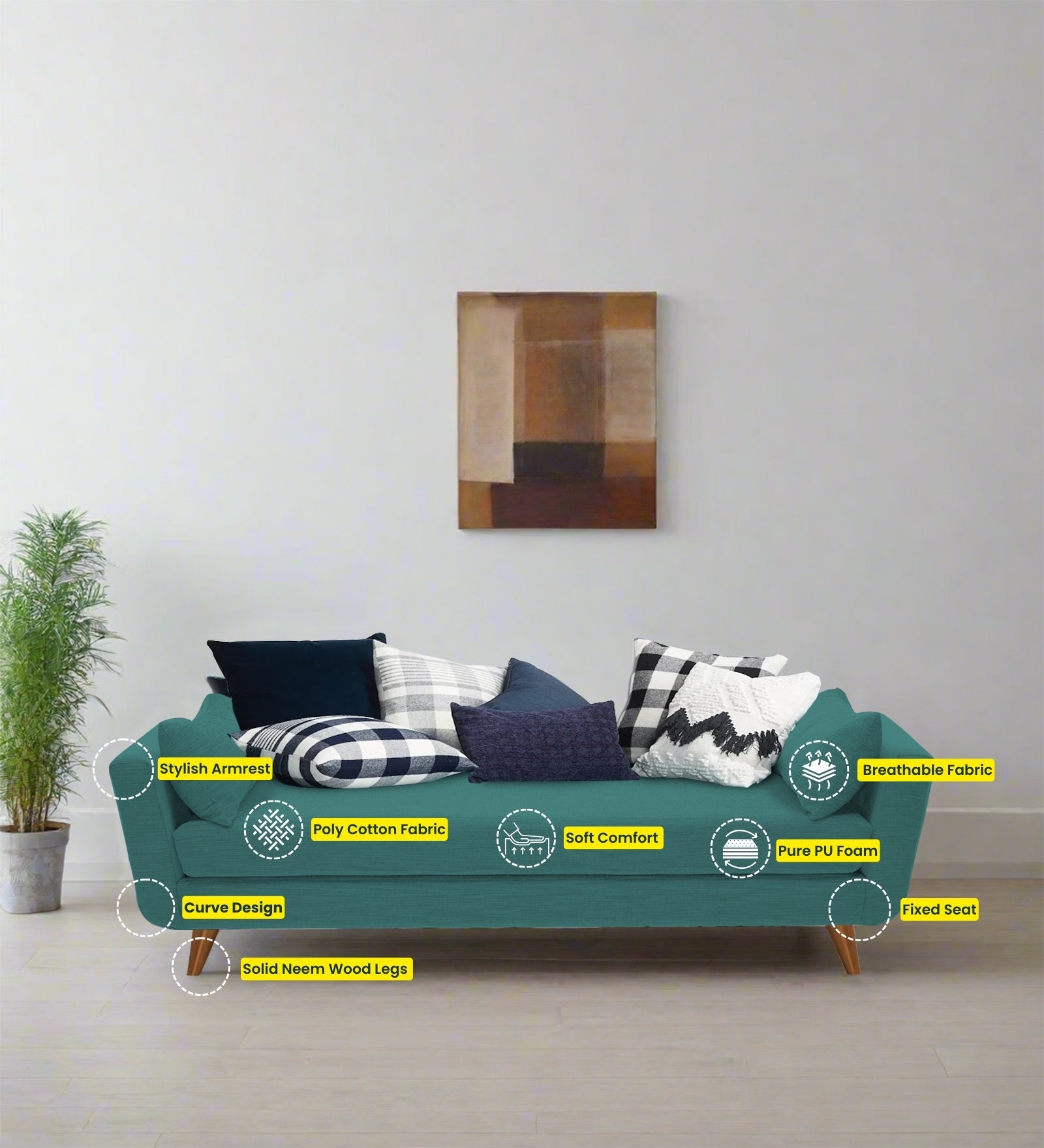 Jasmin Fabric Chaise Lounger In Sea Green Colour - Febonic Living