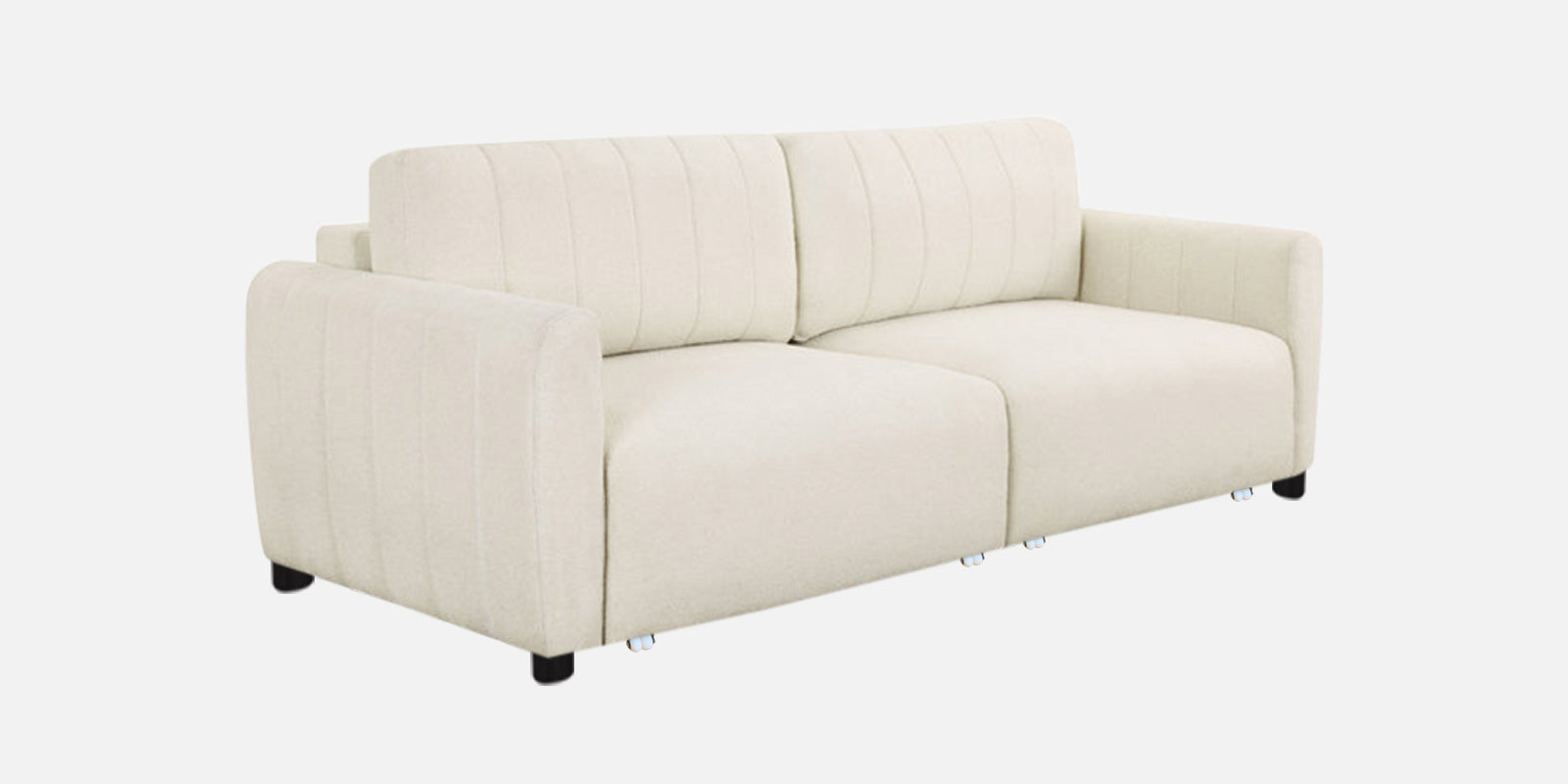 Vima Fabric 3 Seater Pull Out Sofa Cum Bed In Ivory Cream Colour - Febonic Living