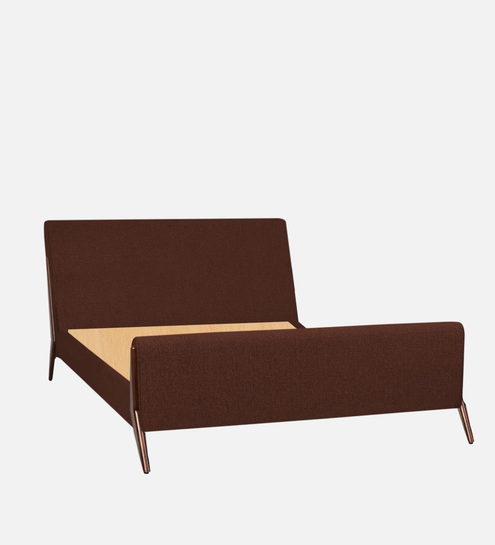 Catla Fabric King Size Bed In Coffee Brown Colour - Febonic Living