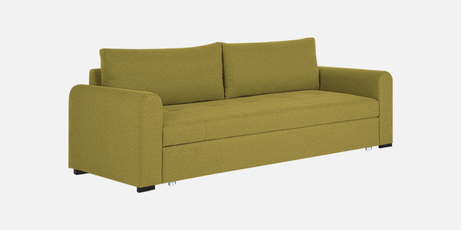 Sigma Fabric 3 Seater Pull Out Sofa Cum Bed In Parrot Green Colour - Febonic Living