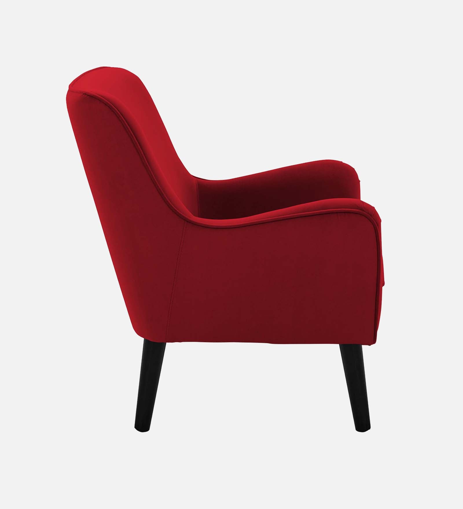 Ame Velvet Upholstered Arm Chair In Cherry Red Colour - Febonic Living
