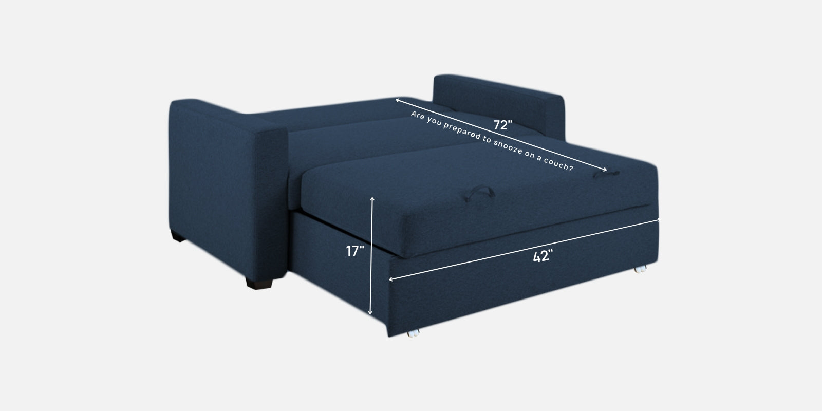 Lobby Fabric 2 Seater Pull Out Sofa Cum Bed In Denim Blue Colour - Febonic Living