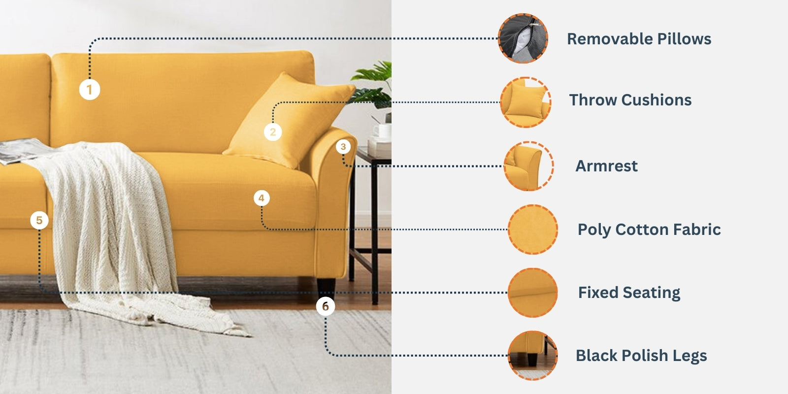 Daroo Velvet 3 Seater Sofa In Mocha Mouse Colour - Febonic Living