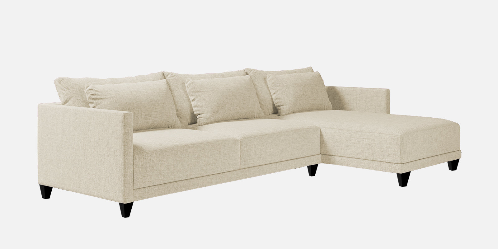 Kera Fabric LHS Sectional Sofa (3+Lounger) In Ivory Cream Colour - Febonic Living