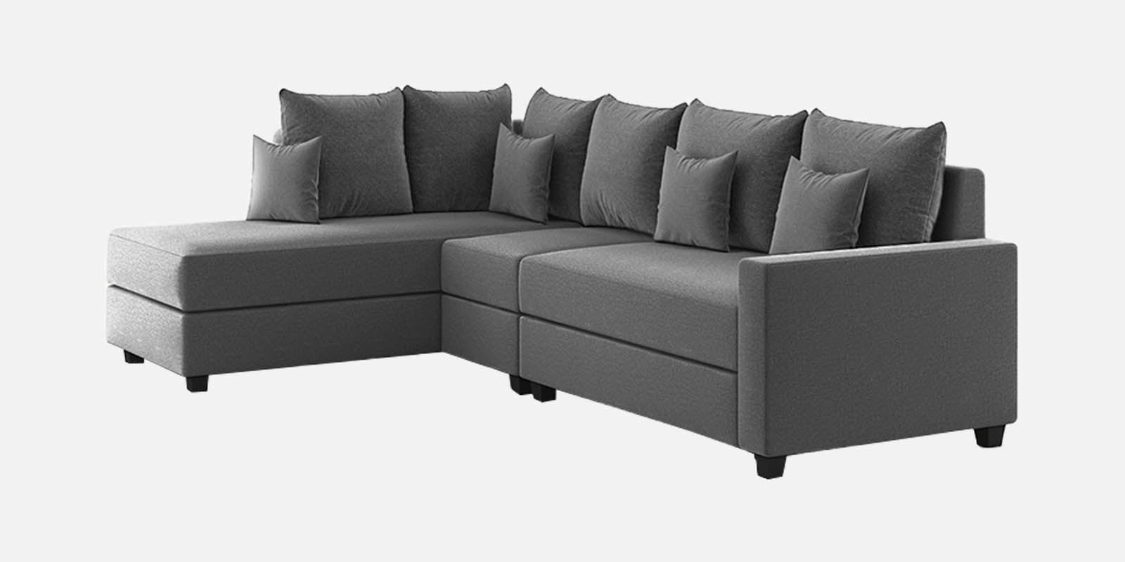 Ginny Fabric RHS Sectional Sofa (3+Lounger) In Charcoal Grey Colour - Febonic Living