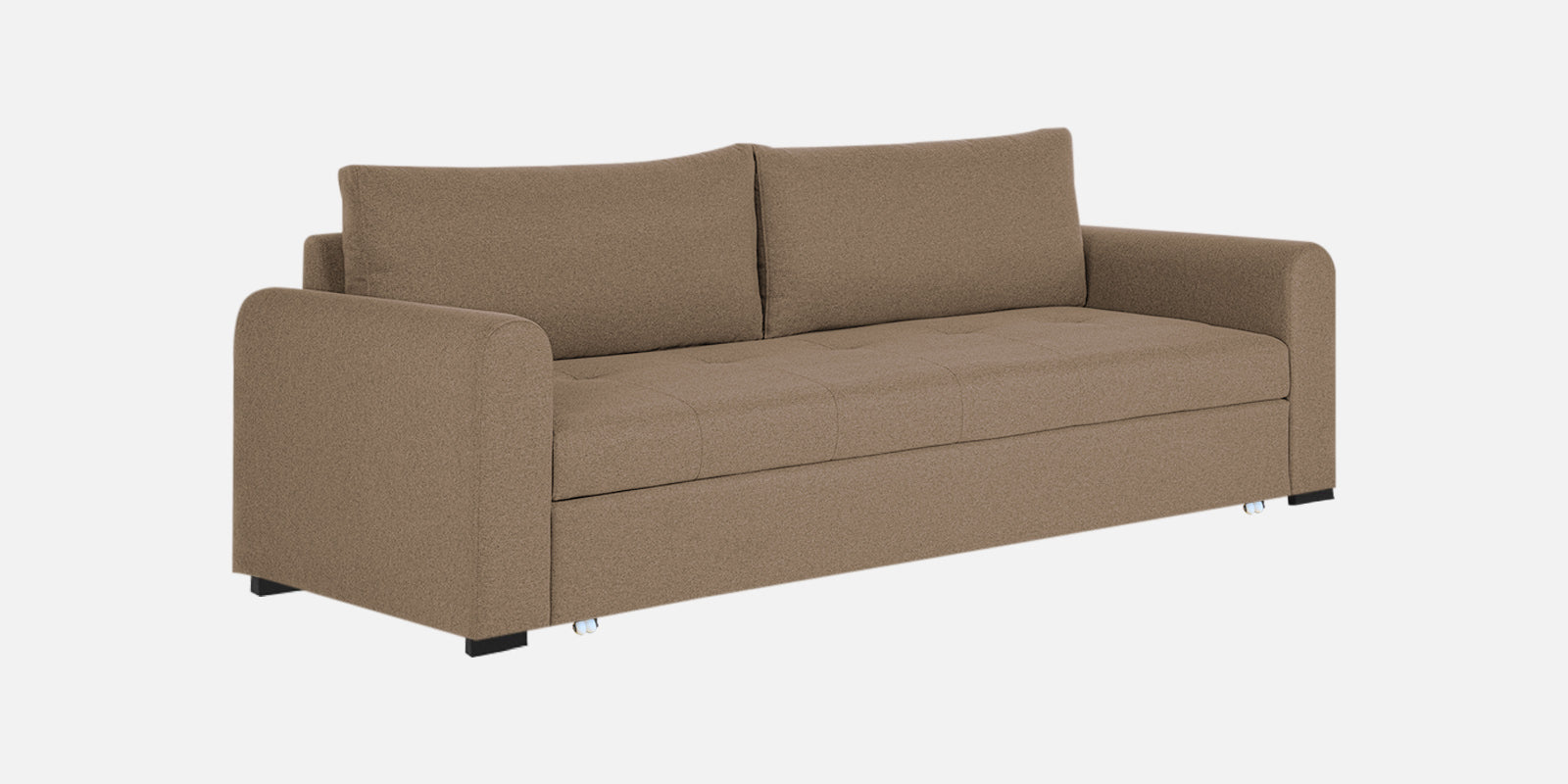 Sigma Fabric 3 Seater Pull Out Sofa Cum Bed In Cookie Beige Colour - Febonic Living