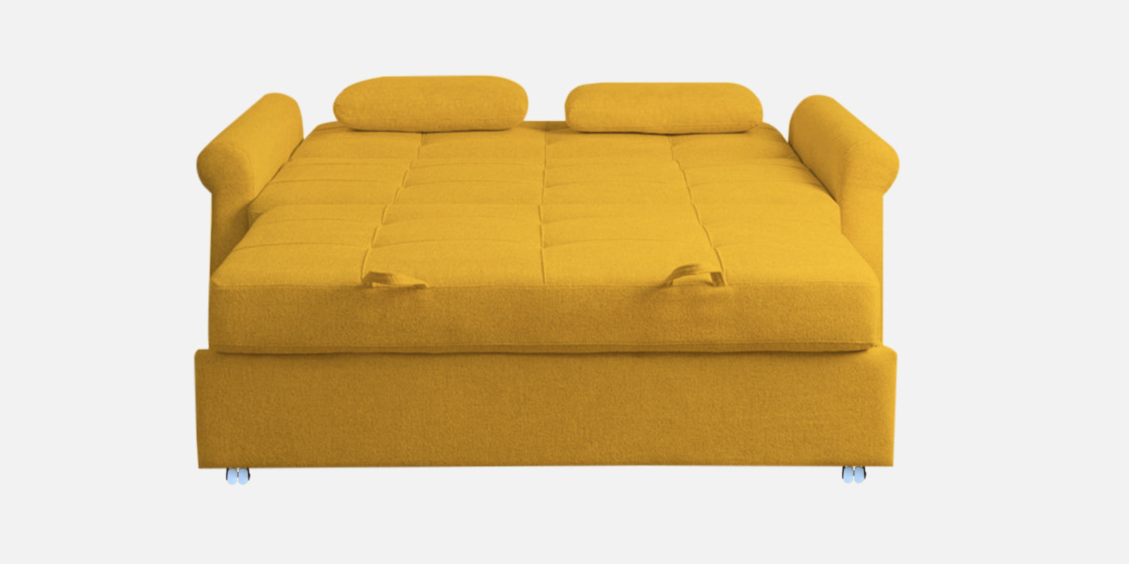 Fornia Fabric 3 Seater Pull Out Sofa Cum Bed In Bold Yellow Colour - Febonic Living