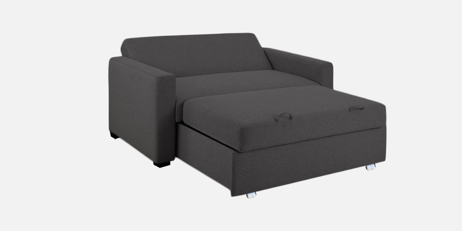 Lobby Fabric 2 Seater Pull Out Sofa Cum Bed In Charcoal Grey Colour - Febonic Living