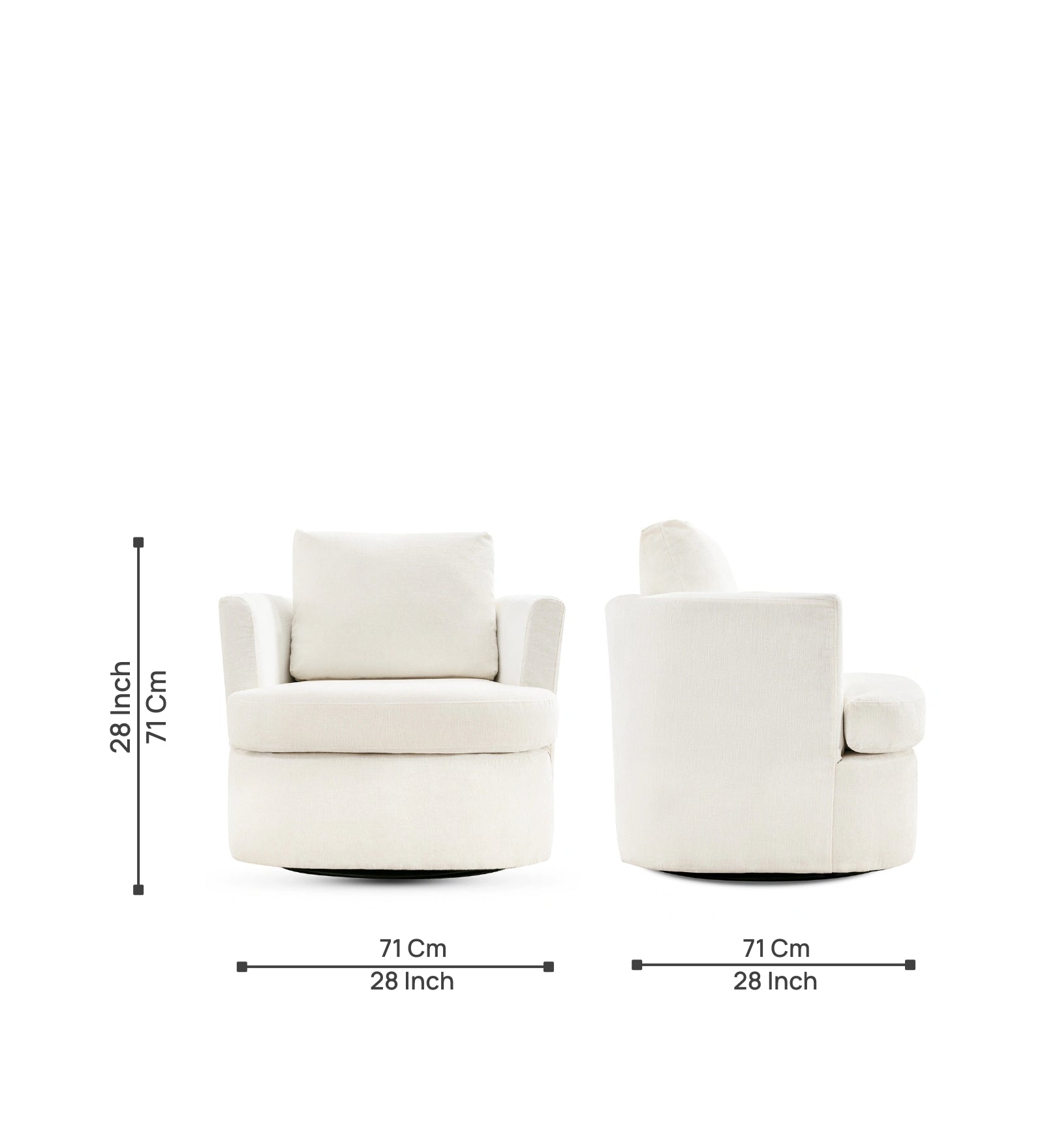 Ranger Fabric Swivel Chair In Ivory Cream Colour - Febonic Living