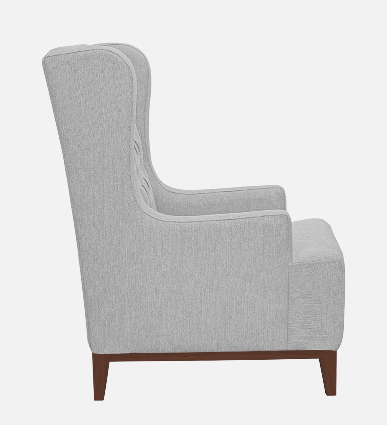 Kuchi Fabric Wing Chair In Lit Grey Colour - Febonic Living