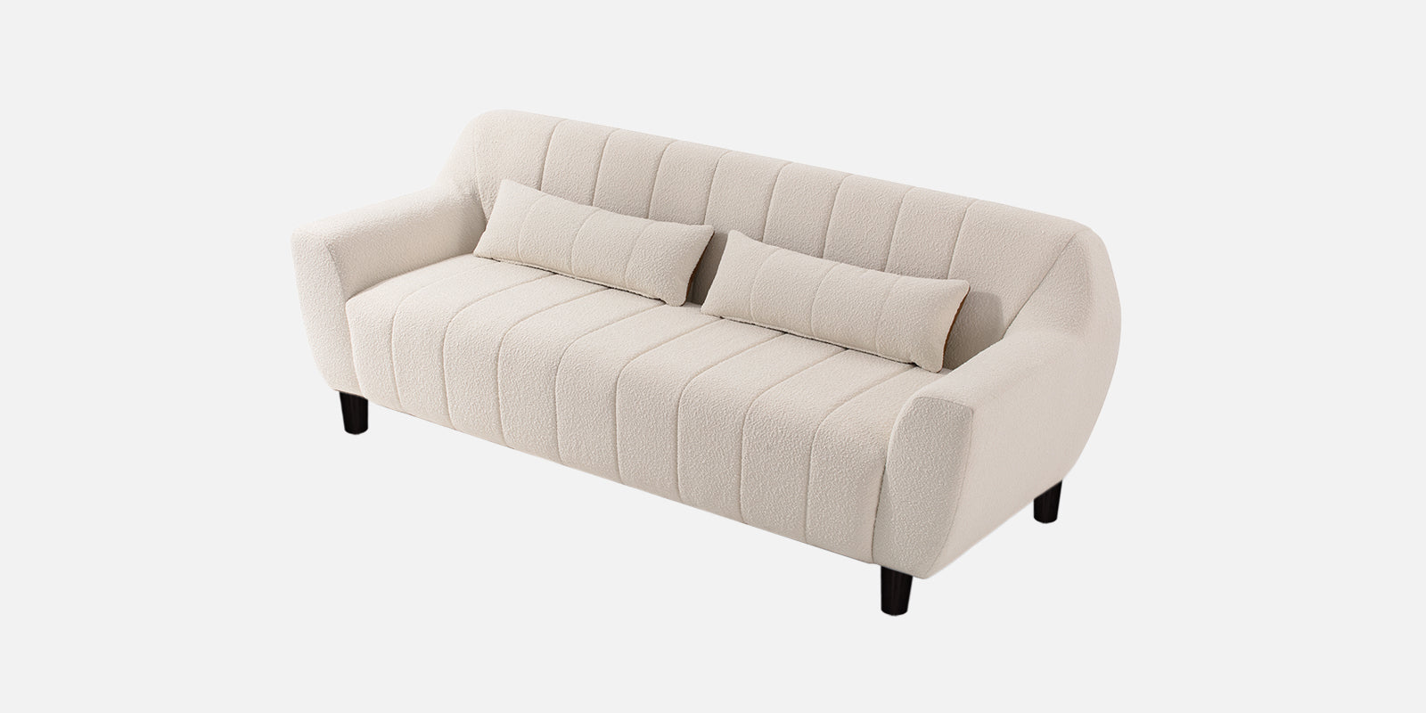 Nesco Boucle Fabric 3 Seater Sofa In Bright White Colour - Febonic Living