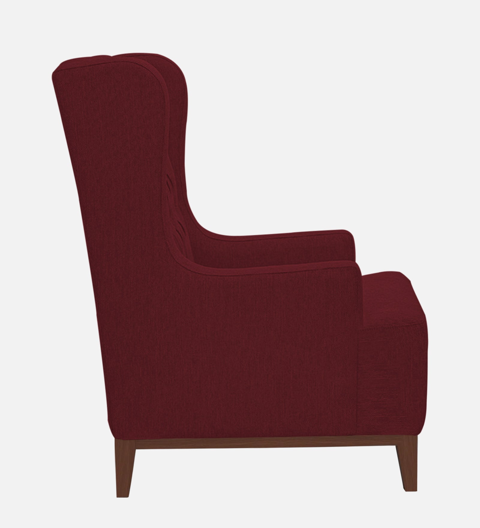 Kuchi Fabric Wing Chair In Blood Maroon Colour - Febonic Living