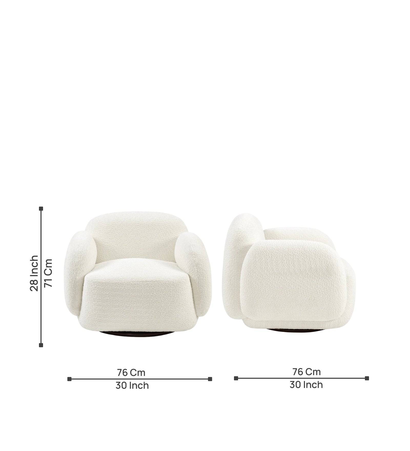 Murphy Fabric Swivel Chair in Ivory Cream Colour