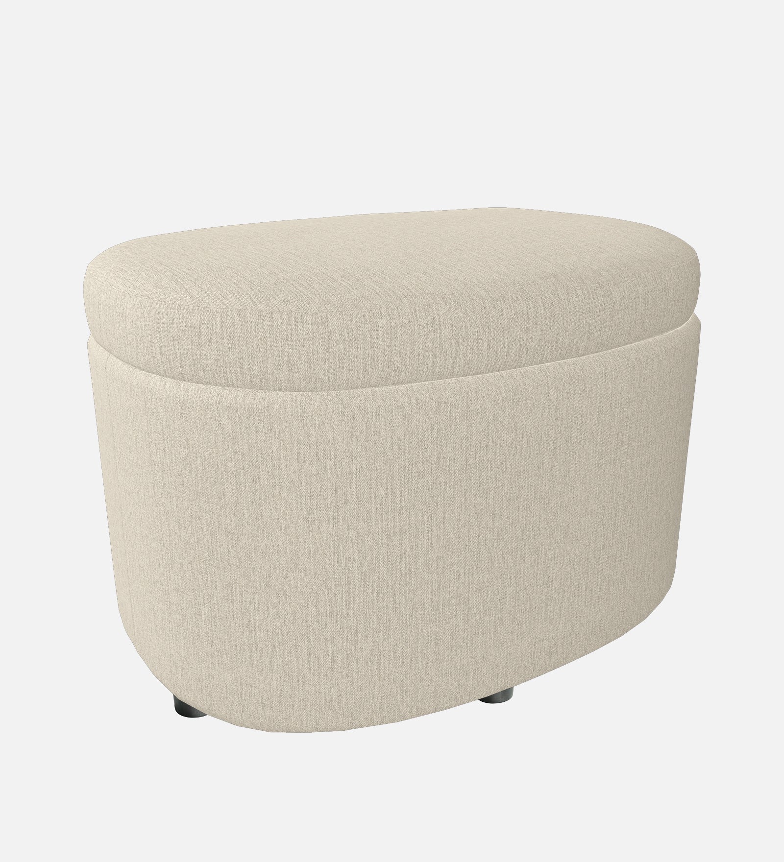 Ruggy Fabric Storage Ottoman in Ivory Cream Colour - Febonic Living