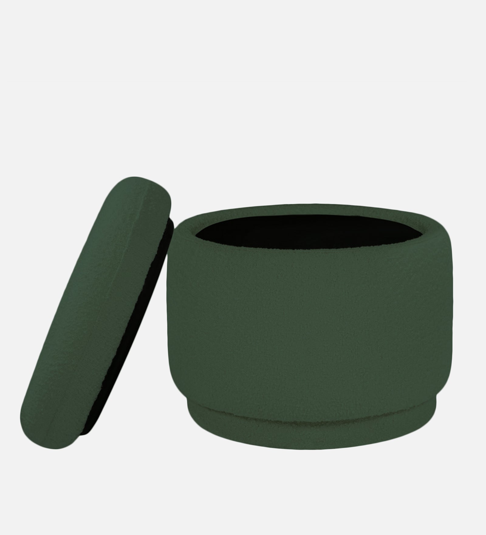 Noki Boucle Fabric Ottoman In Bottle Green Colour With Storage - Febonic Living