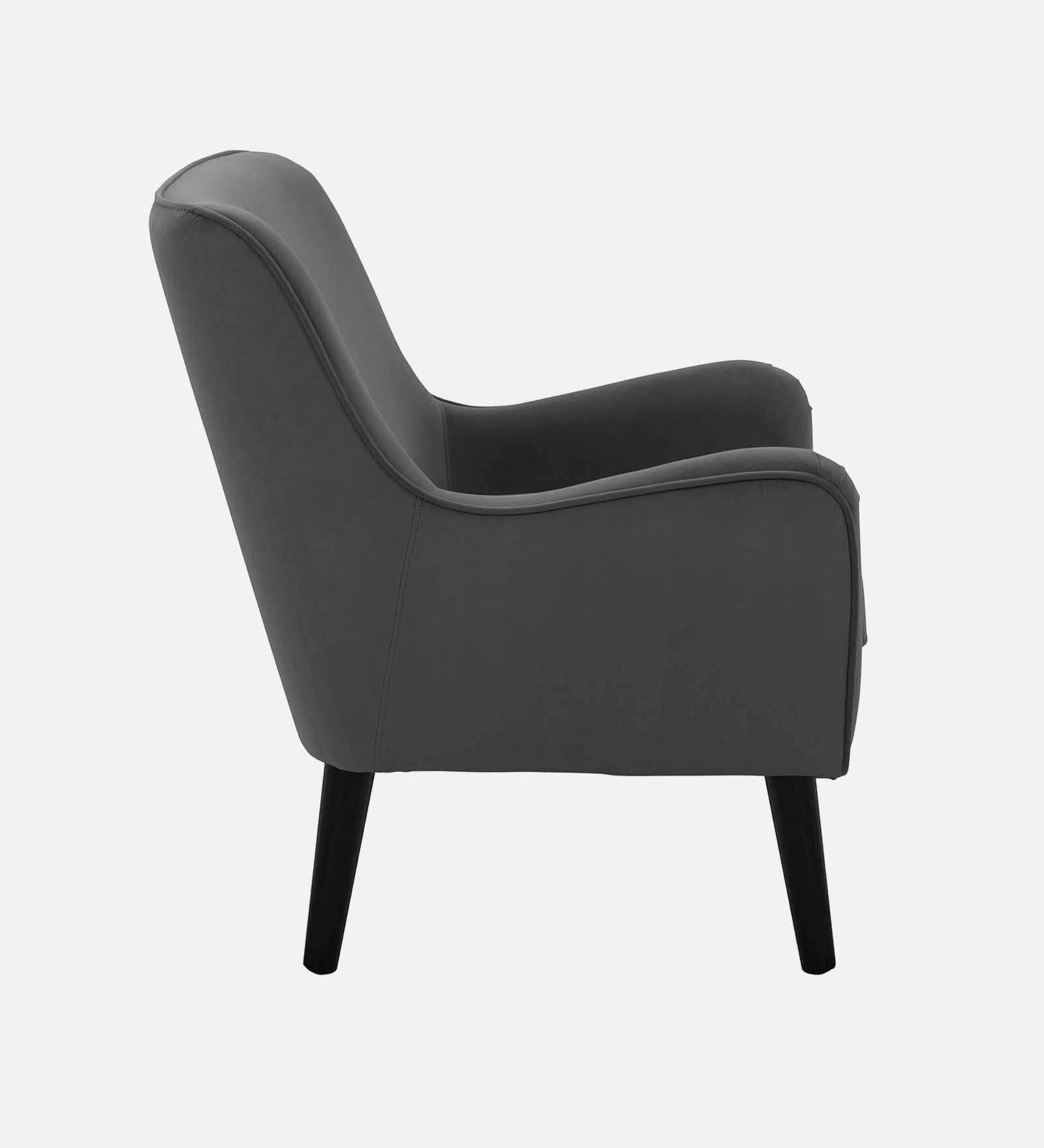 Ame Velvet Upholstered Arm Chair In Davy grey Colour - Febonic Living