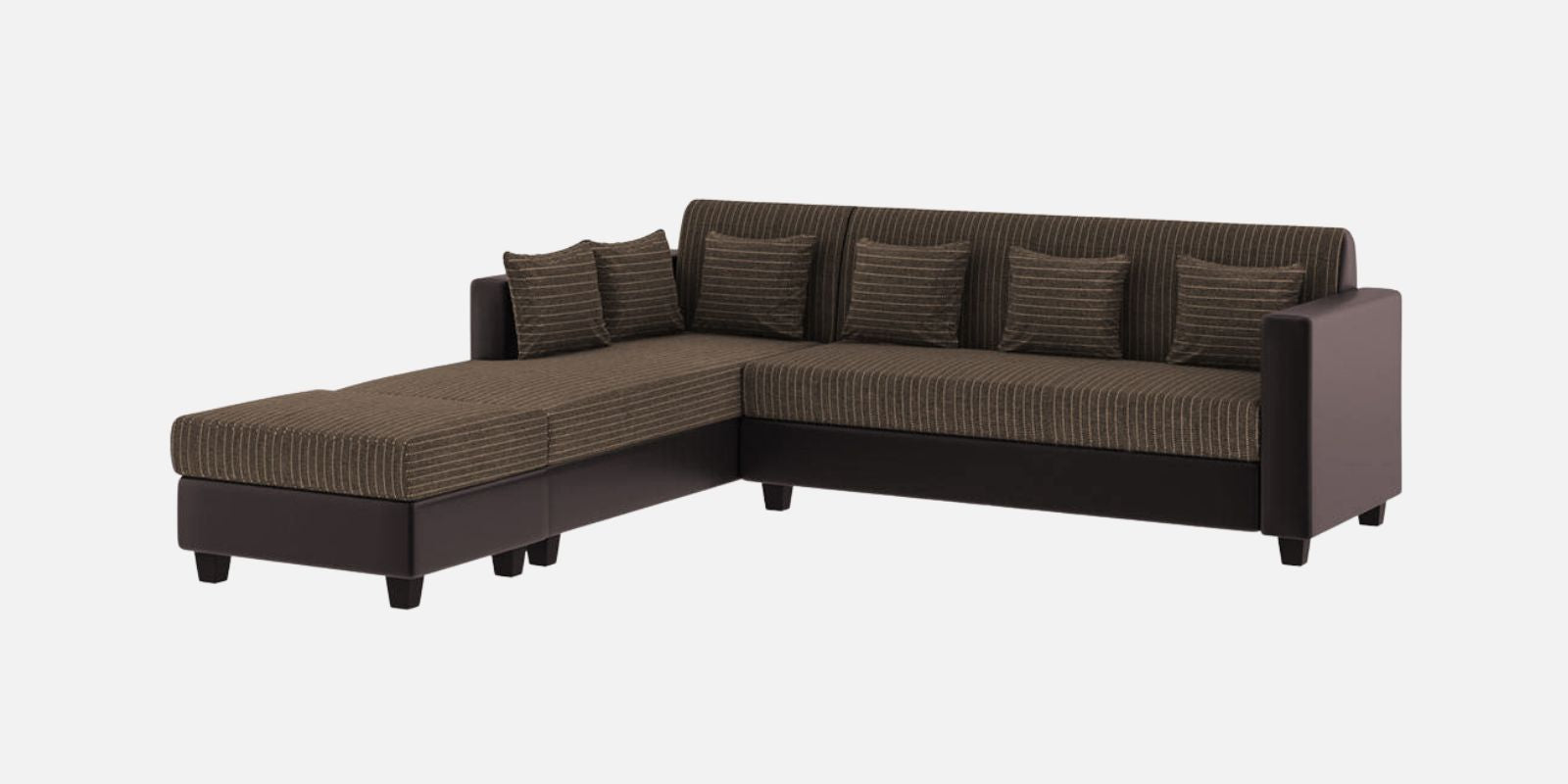 Baley Fabric RHS Sectional Sofa (3+Lounger) In Lama Brown Colour - Febonic Living