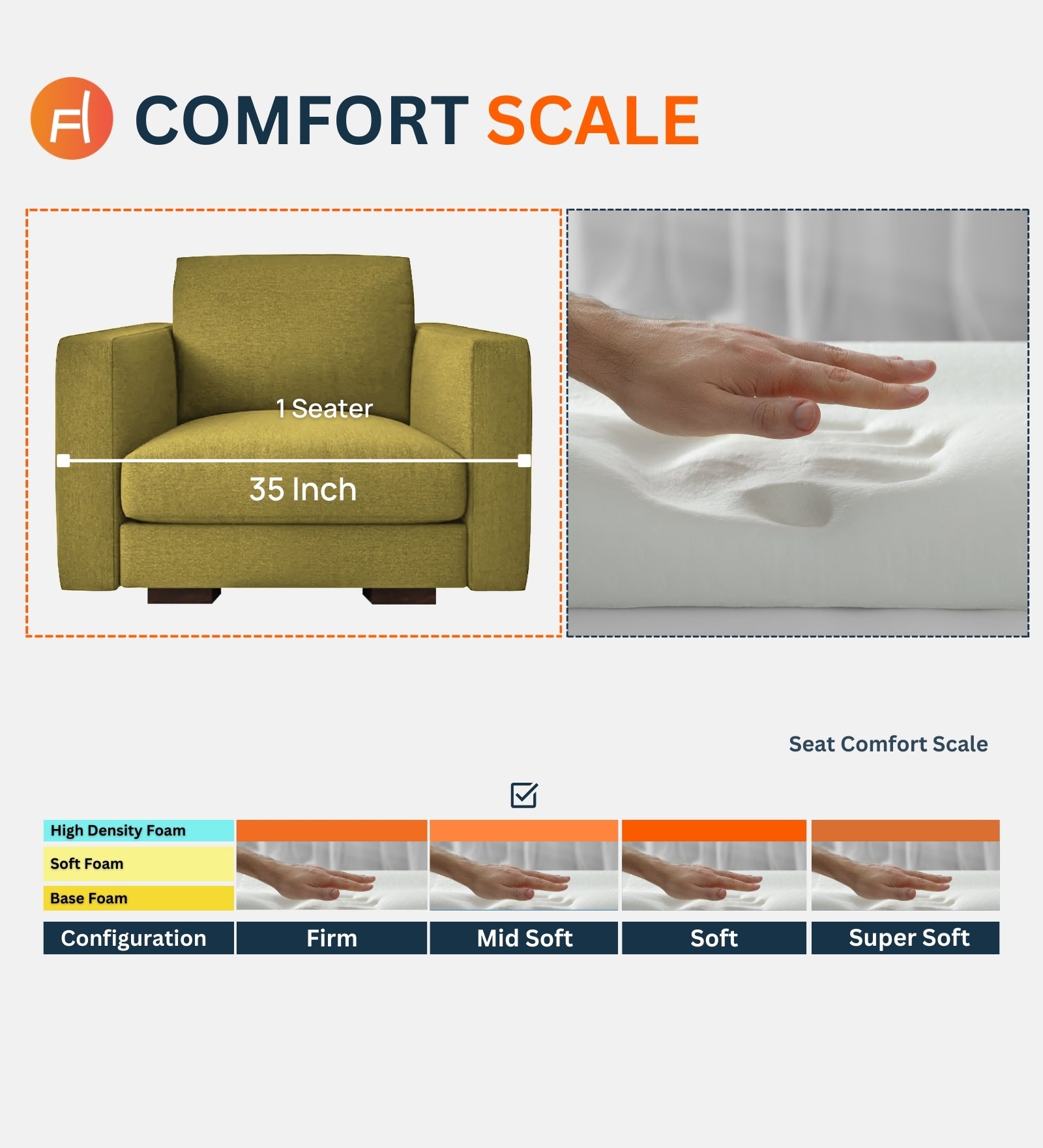 Messy Fabric 1 Seater Sofa In Ivory Cream Colour - Febonic Living