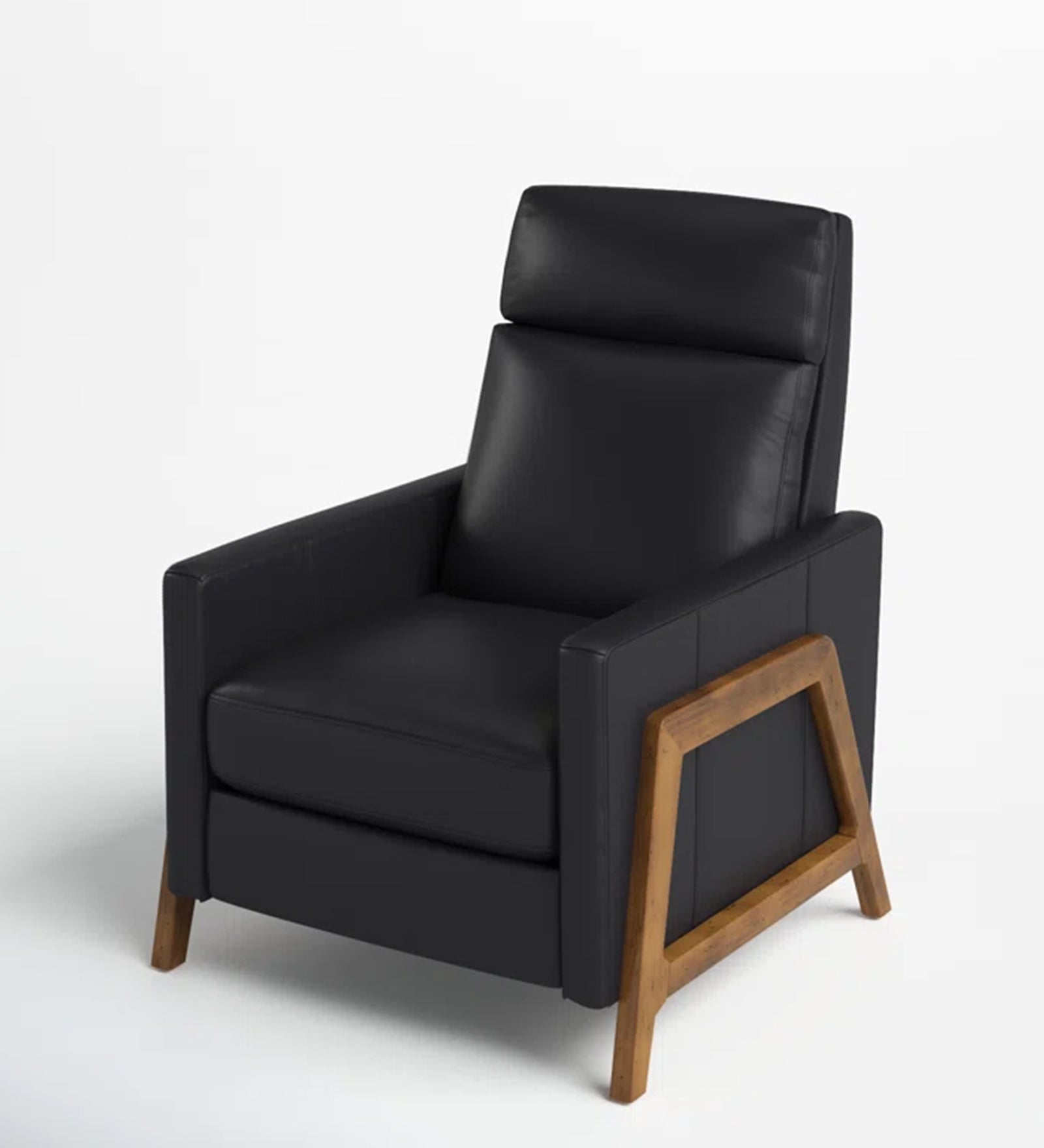 Ary 1 Seater Wood Framed Leatherette Recliner In Light Black Colour - Febonic Living