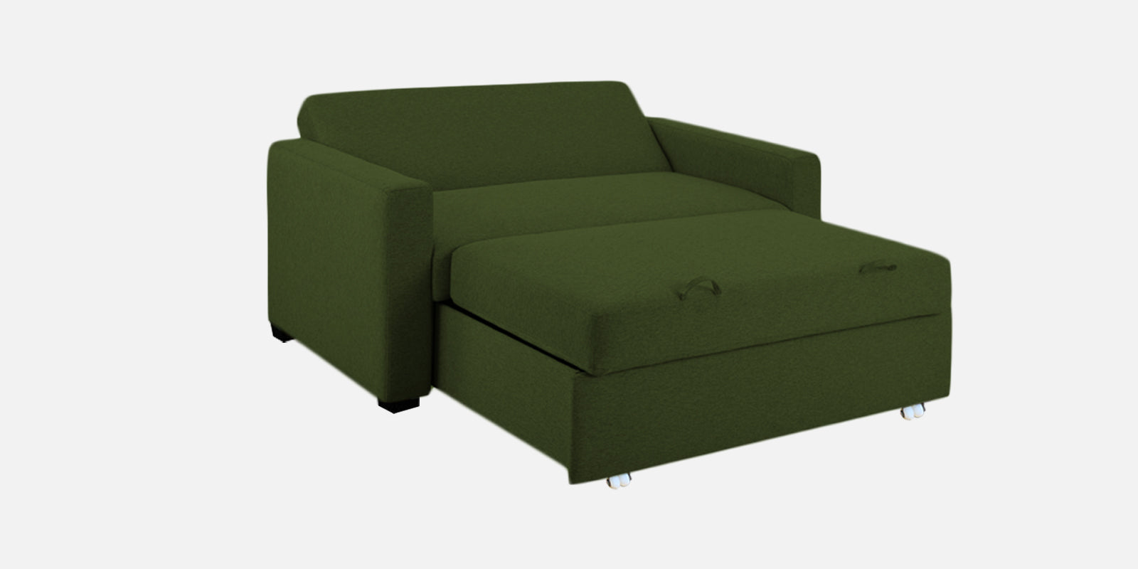 Lobby Fabric 2 Seater Pull Out Sofa Cum Bed In Olive Green Colour - Febonic Living