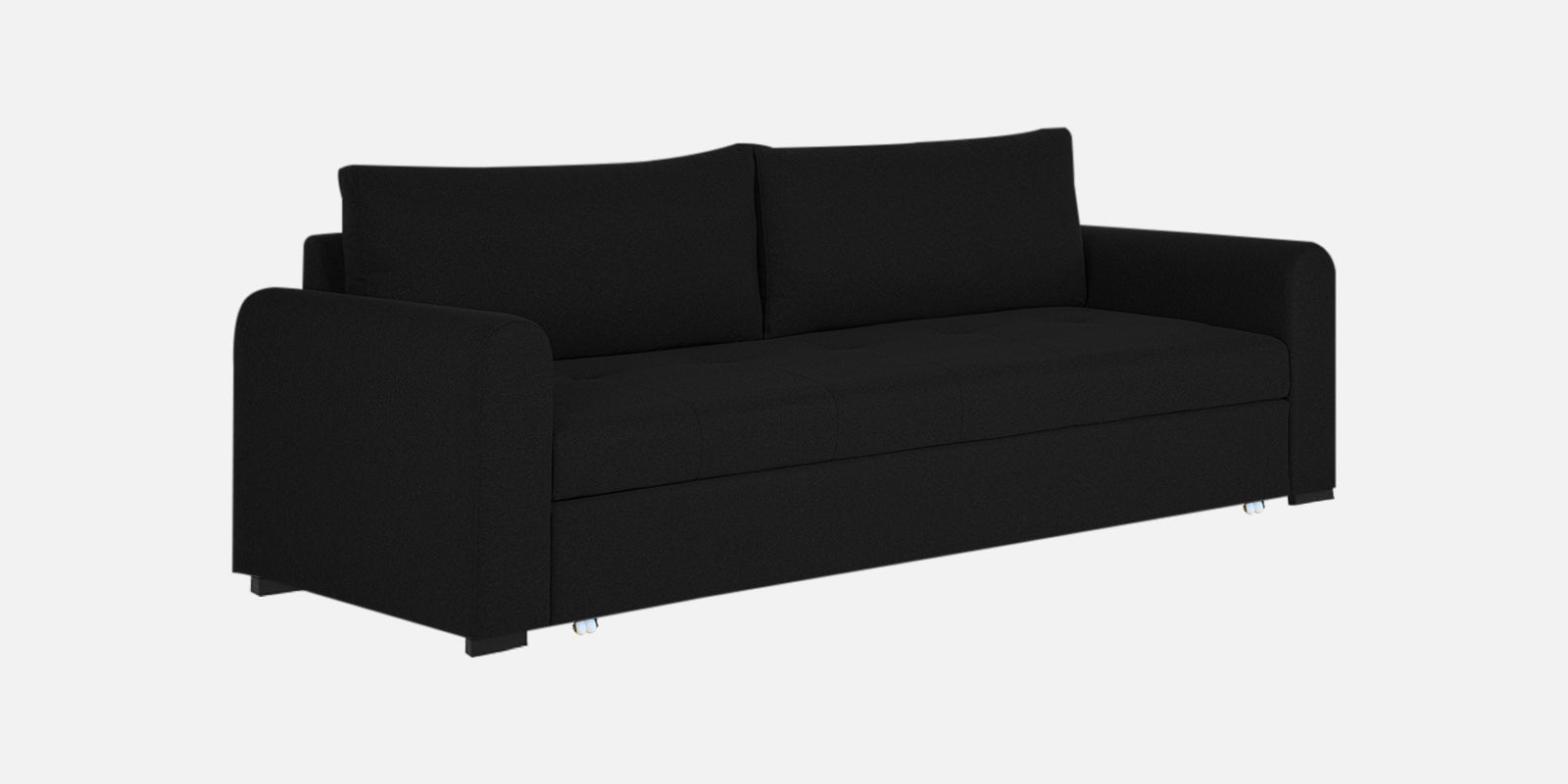 Sigma Fabric 3 Seater Pull Out Sofa Cum Bed In Zed Black Colour - Febonic Living