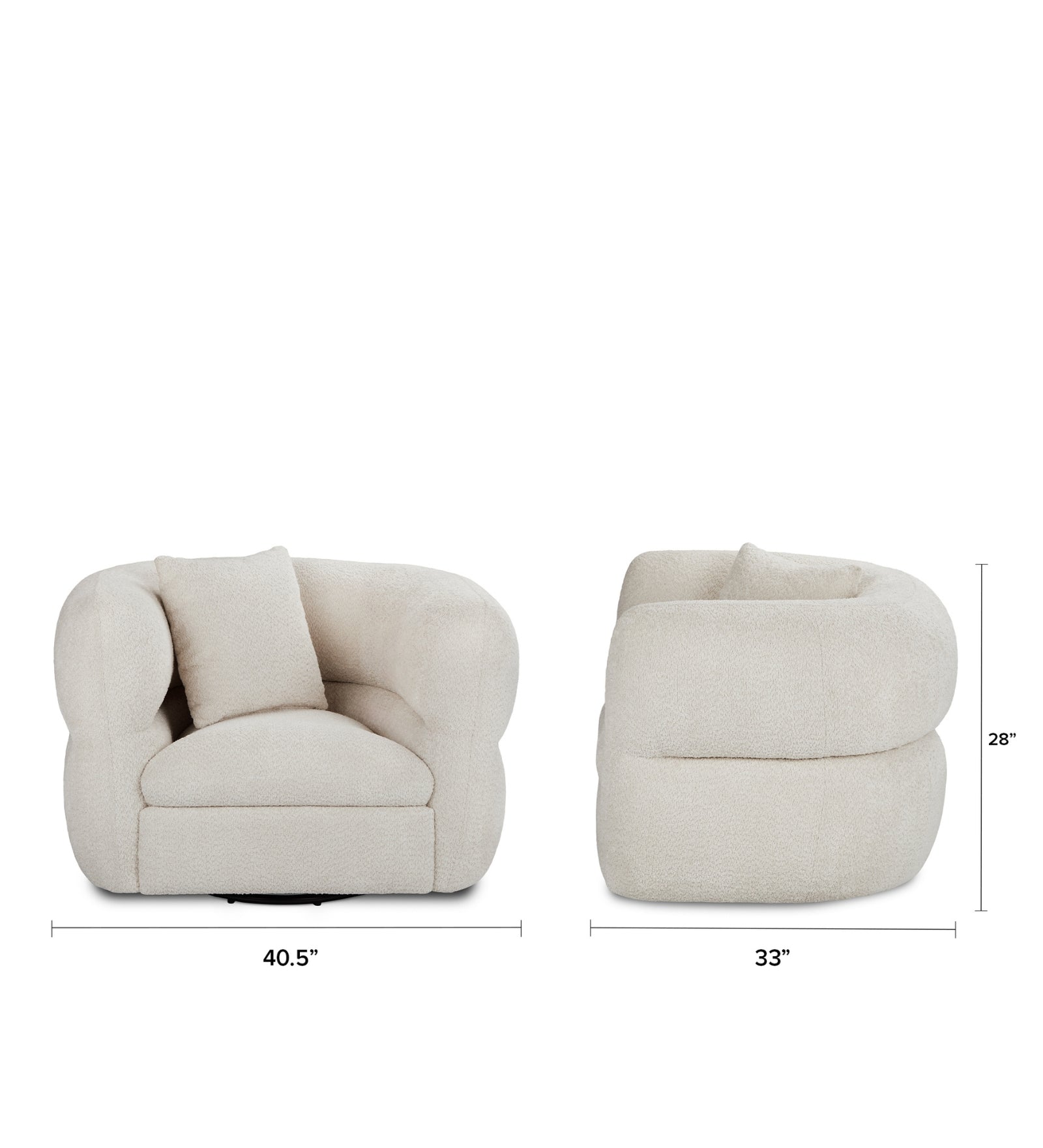 Buster Boucle Fabric Swivel Chair In Shell White Colour - Febonic Living
