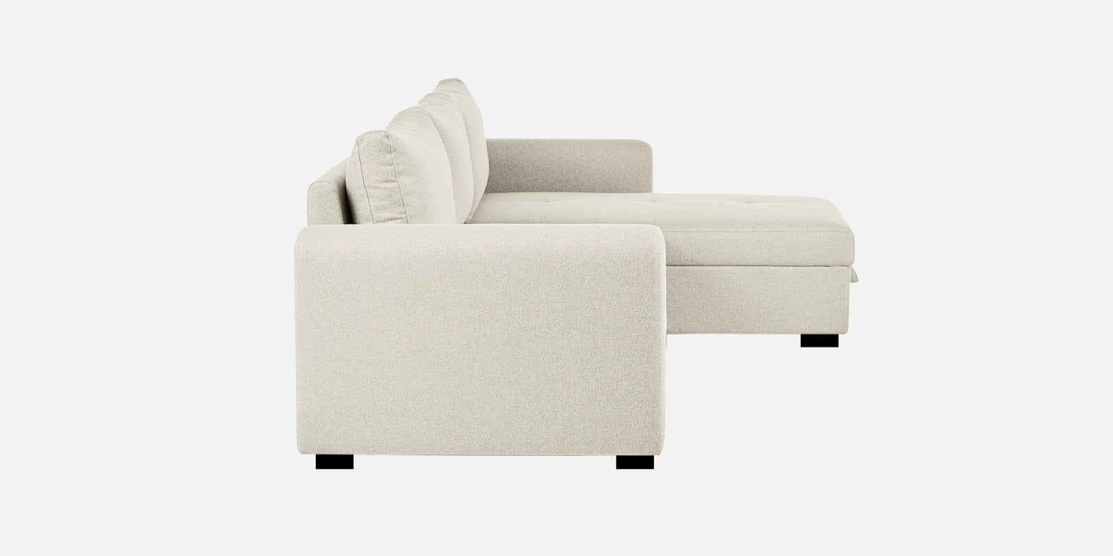 Sigma Fabric LHS Sectional Sofa (3+Lounger) In Ivory Cream Colour - Febonic Living