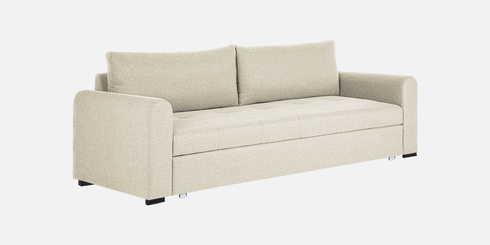Sigma Fabric 3 Seater Pull Out Sofa Cum Bed In Ivory Cream Colour - Febonic Living