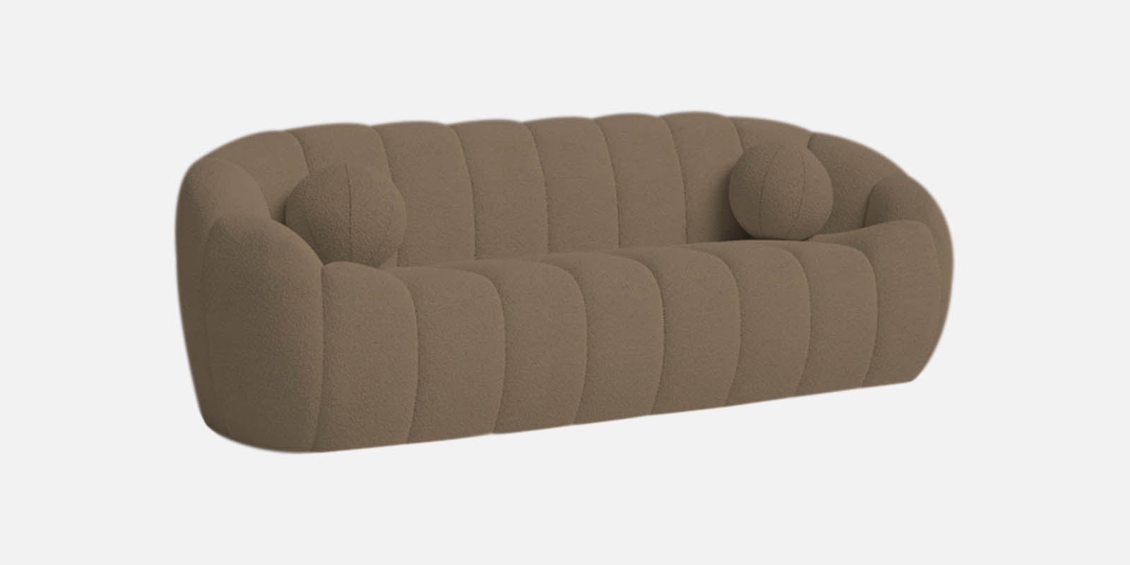 Boucle Fabric 3 Seater Sofa in Caro Beige Colour