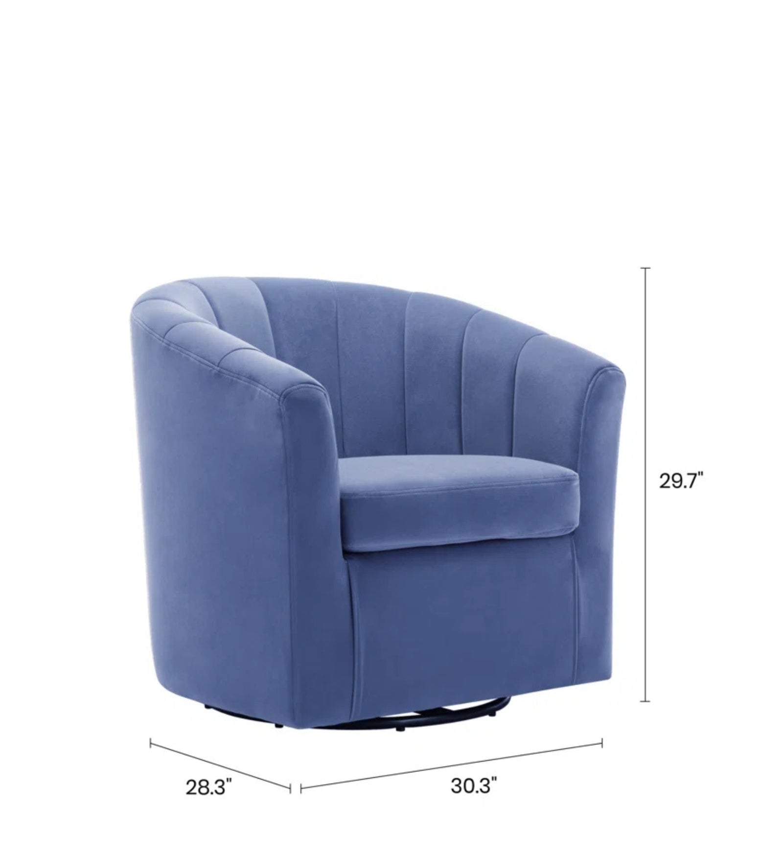 Cody Velvet Swivel Chair in Blue Colour