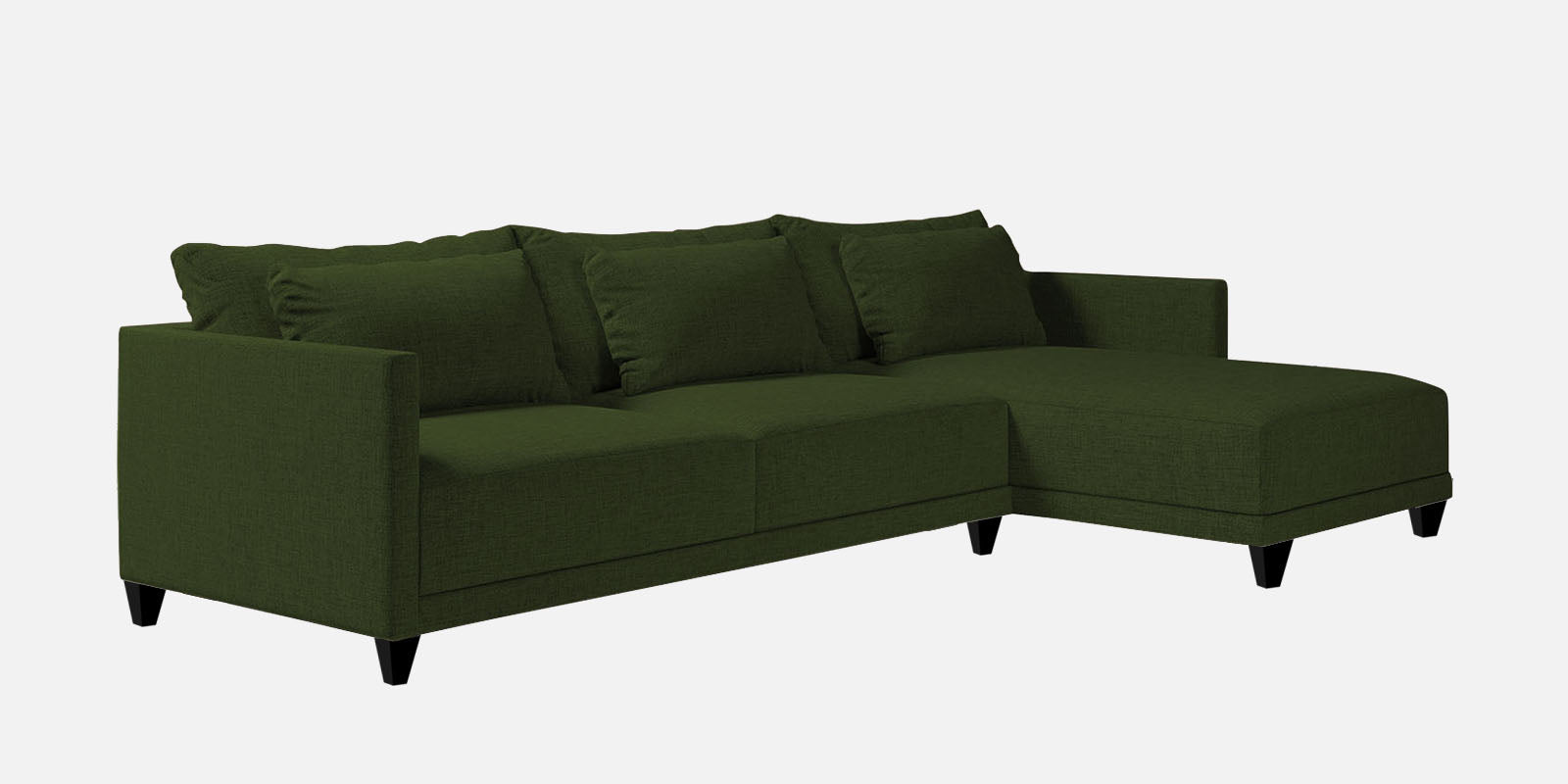 Kera Fabric LHS Sectional Sofa (3+Lounger) In Olive Green Colour - Febonic Living