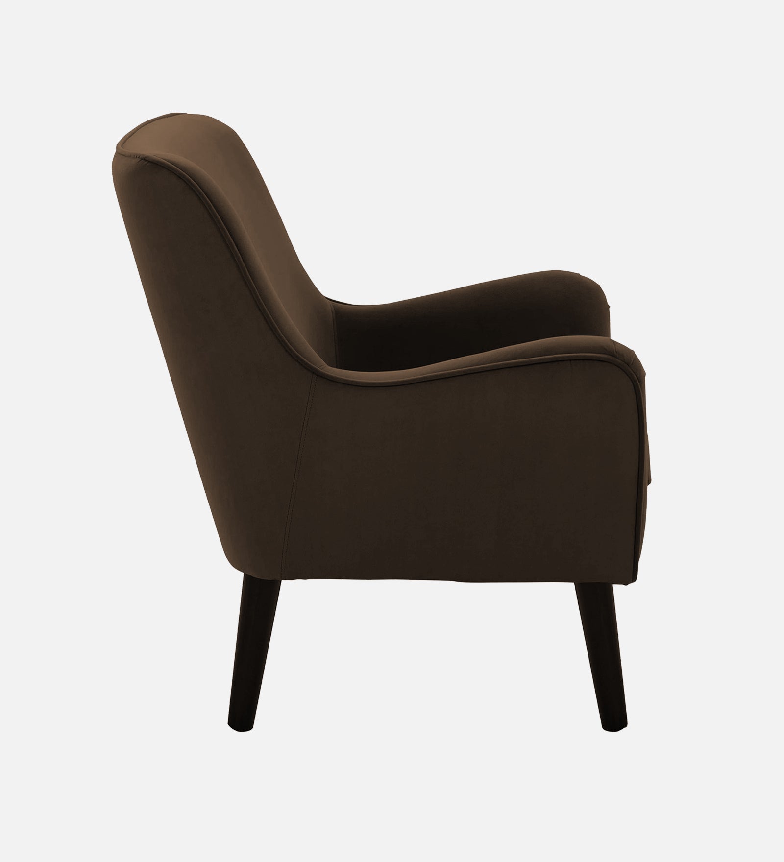 Ame Velvet Upholstered Arm Chair In Cholocate Brown Colour - Febonic Living