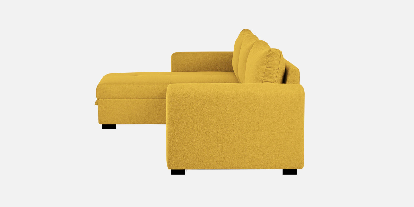 Sigma Fabric RHS Sectional Sofa (3+Lounger) In Bold Yellow Colour - Febonic Living