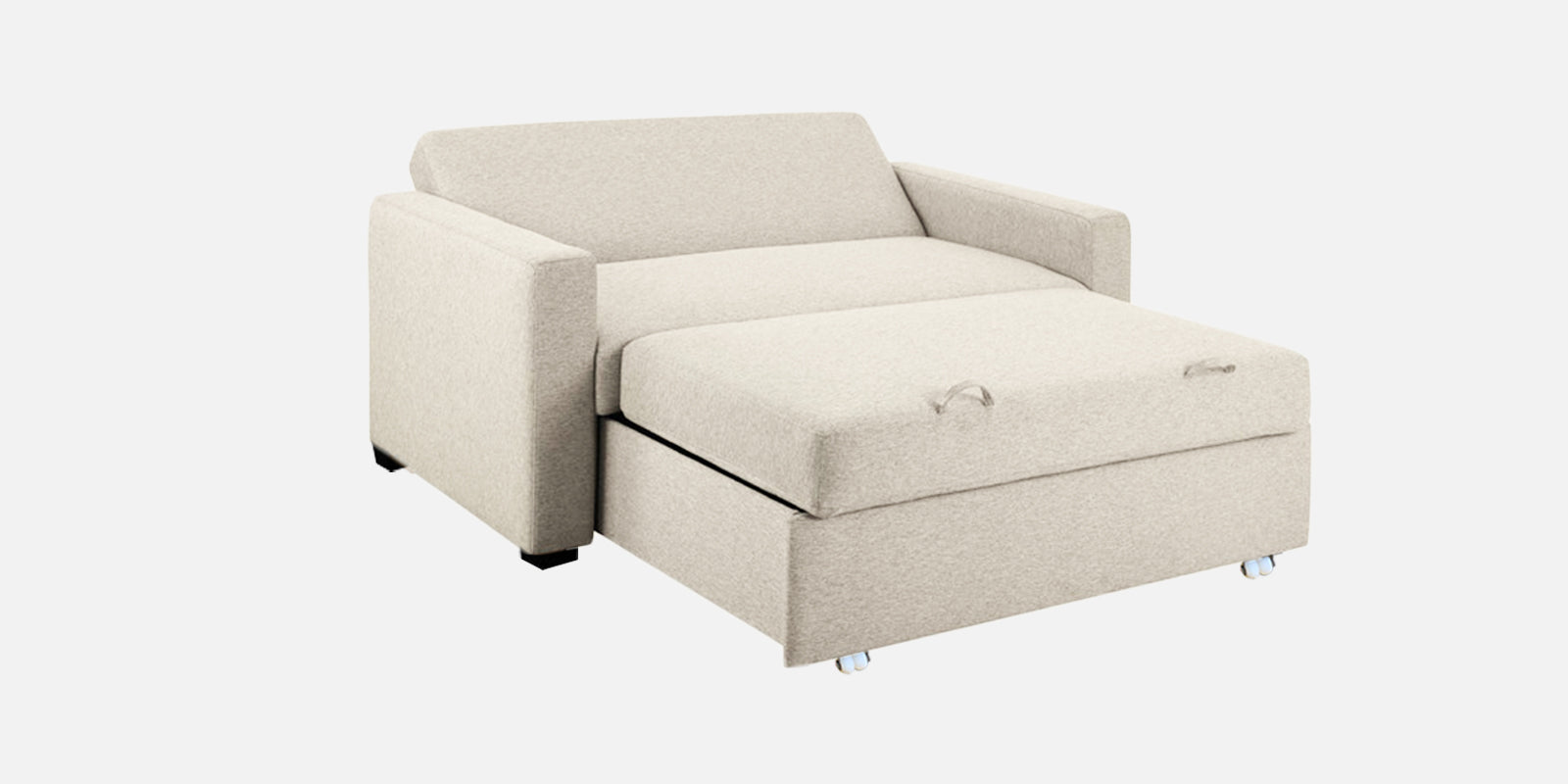 Lobby Fabric 2 Seater Pull Out Sofa Cum Bed In Ivory Cream Colour - Febonic Living