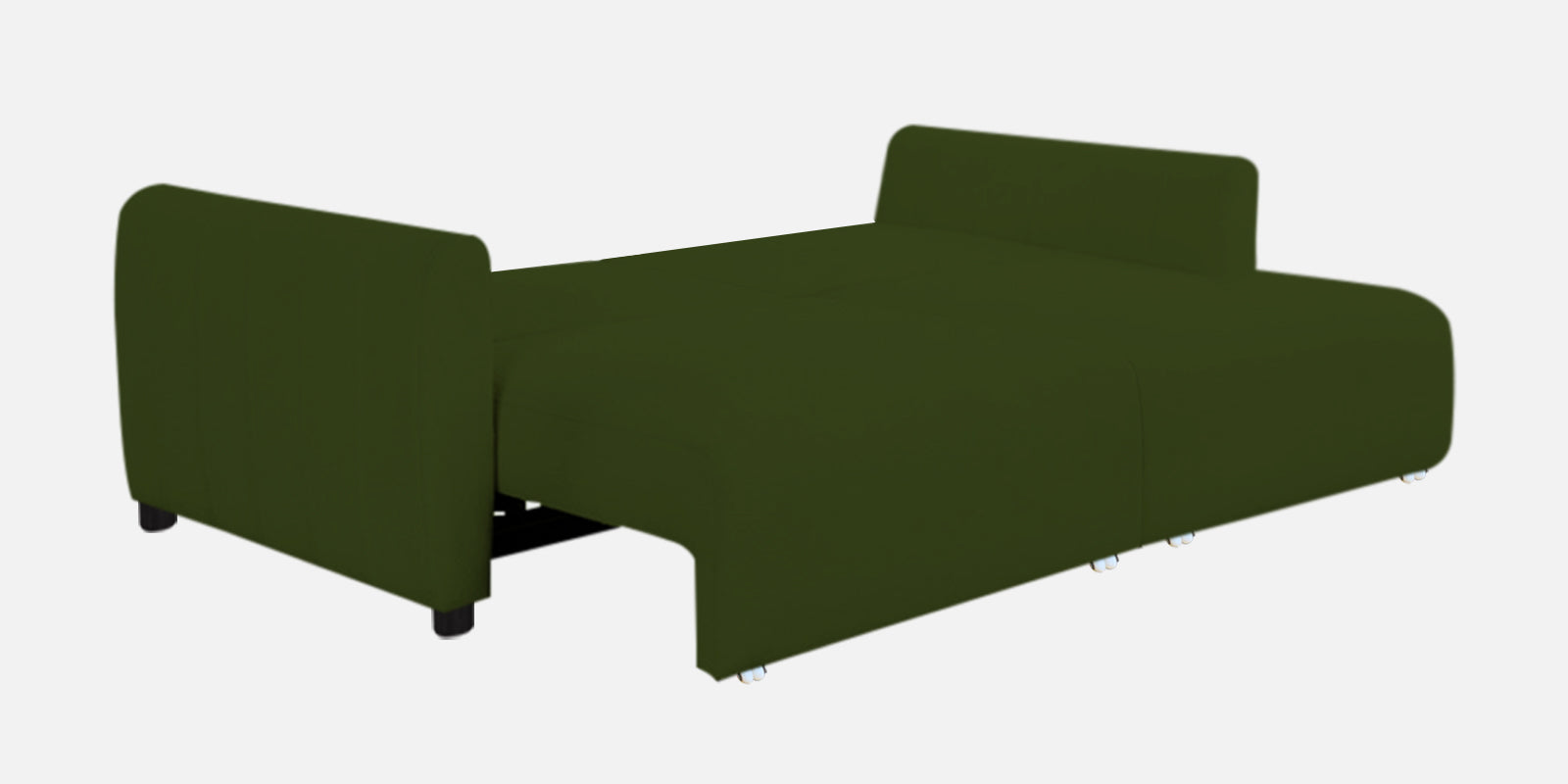 Vima Fabric 3 Seater Pull Out Sofa Cum Bed In Olive Green Colour - Febonic Living