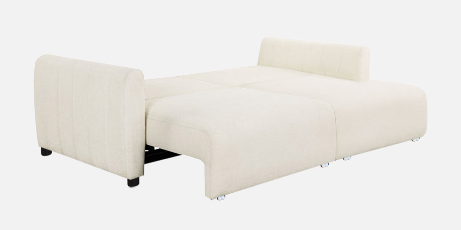 Vima Fabric 3 Seater Pull Out Sofa Cum Bed In Ivory Cream Colour - Febonic Living