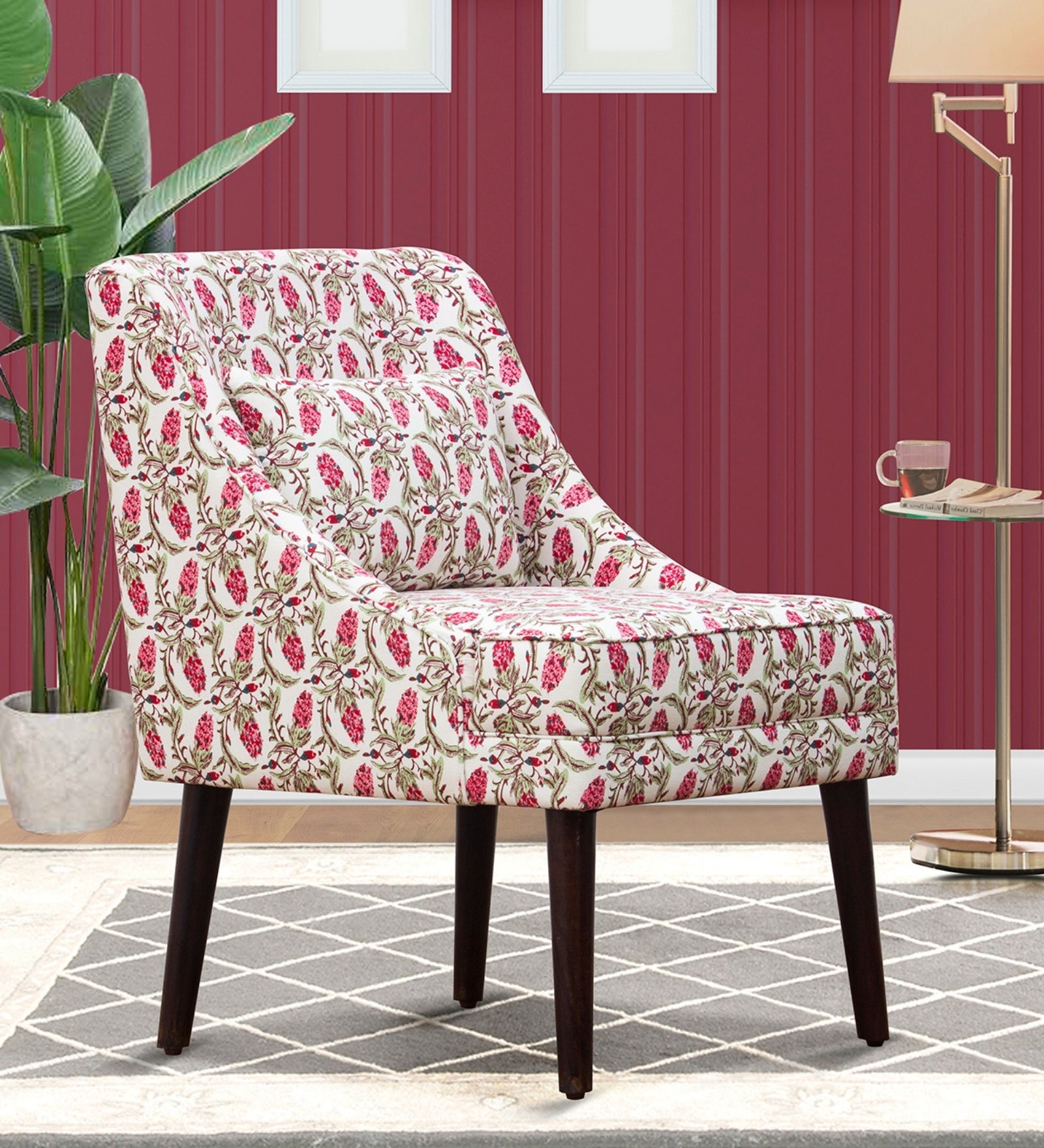 Moly Floral Print Fabric Accent Chair in Multi Colour - Febonic Living