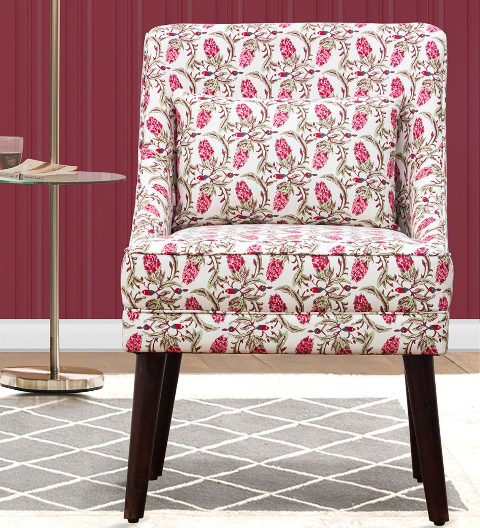 Moly Floral Print Fabric Accent Chair in Multi Colour - Febonic Living